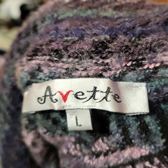 Avette Womens Mohair Blend One Button Striped Cardigan Sweater Lagenlook Size L - Picture 3 of 8